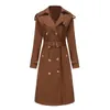 Women's Trench Coats Autumn Winter Women's Coat Classic Khaki Black Trench Double Breasted Full Sleeve Fall Jacket Belt Outerwear For Outdoor Wear 231204