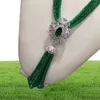 Sälj Natural Green Jade Micro Inlay Zircon Clasp Tassel Necklace Long Sweater Chain Fashion Jewelry279H6113859