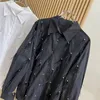 Women's Blouses Light Luxury Sparking Diamonds Feathers Stitch Cotton Shirts And For Women Autumn Spring Long Sleeve Top Female