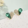 أقراط مسمار الإبرة الفضية Emerald Pink Love Gift Shiny Gift for Woman