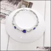 Bracelets de charme Bracelets bleu océan plaqué argent cristal strass coeur bracelet à breloques bracelet cadeau bijoux livraison directe bijoux B Dhnqk