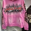 Mens Hoodies Moletons American Vintage Rosa Hellstar Homens Mulheres Soltas Casual Graffiti Flame Impresso Com Capuz 231204