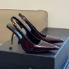 Ayna Yüzü Gerçek Deri Slingback Pompalar Kadınlar Santili Ayak Parçaları Geometri Stiletto Topuk Ayakkabıları 10cm Toka Emelli Dantel Topuklar Moda Tasarım Ayakkabıları