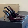 Spiegel gezicht echte lederen slingback pumps dames puntige tenen geometrie stiletto hiel jurk 10 cm gesp gespierde veterhakken mode