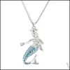 Pendentif Colliers Sirène Pendentifs Bohème Longues Chaînes Émail Cristal Collier Beautif Drop Livraison Bijoux Dhybq