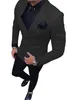 Costumes pour hommes bleu marine hommes double boutonnage 2 pièces costume cran revers blazer veste pantalon de smoking pour les costumes de fête de mariage