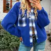 Vestes pour femmes en peluche Plaid panneau veste à manches longues boutonné pour les femmes grande taille revers automne hiver manteau Chaquetas