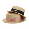 Kaps hattar lyx varumärke kvinnor och barn strå sol hattar mode bi sol sommarhatt för flickor lady handgjorda platt panama strandhatt party 231123