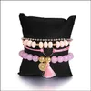 Bracelets de charme Mtilayer Bracelets Bohème Rose Cristal Perles Pour Femmes Bijoux Cadeaux Vintage Coeur Gland Bracelet Bracelets Drop Deli Dh5Vl