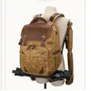 Camera bag accessories Camera Bag Waterproof Retro Batik Canvas Leather Backpack w USB Port fit 15.4inch Laptop Men Pography Bags Travel Carry Case 231204