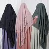 Vêtements ethniques EID Prière à capuche Vêtement Abaya 3 couches longues Khimar Ramadan Musulman Hijab avec manches Turquie Tops Modest Islam Niqab