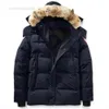 Piumino di qualità Cappotto Vera pelliccia di lupo grande Cappotto canadese Wyndham Abbigliamento Capispalla invernale Parka Gooses Seoz