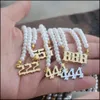 Colliers pendentifs Colliers de nombre d'ange Collier ras du cou de perle d'imitation 000 555 777 888 999 Bijoux minimalistes en acier inoxydable Drop D Dh4Nz