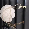 Diamond Pearl Necklace قلادة قلادة نسائية من التيتانيوم المطلي بالذهب من التيتانيوم مصمم العلامة التجارية