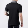 Herenpakken A3036 Slim SHORT MOEVE PATCHWORK V NEK Katoen zwart T -shirt Men Knop Tops T -stukken