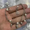 Catena a doppio strato Bracciali con ciondolo con teschio di perle Oro argento Scheletro del teschio da donna lussuoso Amore eterno Bracciale per le donne MEB1K072949