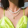 Chaînes Y2Y multicouche perle collier ras du cou femmes bijoux sur le cou chaîne longues perles pendentifs collier ras du cou pour