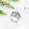 Cluster Rings Fashion Hollow Out Crown Design With Round Clear Blue/Fuchsia Color CZ Stone 925 Sterling Silver Ring Gift Women Jewelry