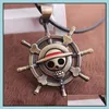Pendant Necklaces Leather For Men Jewelry Gold Rudder Necklace Drop Delivery Pendants Dhnqi