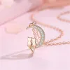 Anhänger Halsketten Nette Tier Katze Mond Halskette Charme Liebhaber Kette Kätzchen Glück Schmuck Für Frauen Gift259L