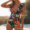 Maillots de bain pour femmes 2023 Sexy une pièce maillot de bain col en V profond femmes volants réglable épaule dos nu body maillot de bain