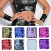 Charmarmband 1Pair Polyester Fiber Wrist Bands Shiny Sequin Corsage Wristband Stretchy Muffs Woman Dancing Hand Flower