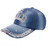 Bola bonés unisex mulheres e homens coroa denim strass boné de beisebol hip hop chapéu liso cowboy para meninos meninas gorras para hombres