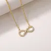 Collier chaîne clavicule exquise pour femmes, pendentif en forme d'infini avec CZ éblouissant, bijoux à la mode pour fête de mariage