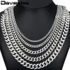 Davieslee 60cm corrente masculina cor prata colar de aço inoxidável para homens meio-fio cubano link hip hop jóias 3 5 7 9 11mm dlknm07295f