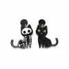 Stud Cute Animal Glitter Black Cat And Skeleton Asymmetric Acrylic Earrings For Women Lovely Kitty Fashion JewelryStud Kirs22294R