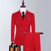 Männer Anzüge Zwei Stücke Set Jacke Hosen Männer Boutique Schlank Smoking Business Bräutigam Hochzeit Zweireiher Mann Blazer Sets