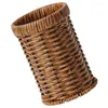 Storage Bottles Woven Basket Imitation Rattan Cutlery Holder Silverware Organizer Plastic