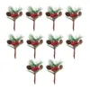 Fleurs décoratives 15pcs pomme de pin artificielle choisit des tiges de baies de houx de Noël ornements de branche pour l'artisanat de bricolage Festival couronne d'arbre de Noël