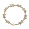 style European Wire Bracelet Personality Cuban Chain 18K Gold Full Zircon Jewelry Bracelet Jewelry306v