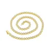 Lüks moda zincirleri buzlu takılar 3mm yuvarlak çerçeve seti geometrik cz tenis zincir tünak kolyesi gümüş altın yeşil kadınlar için