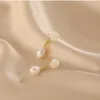 Dingle örhängen minar vintage barock sötvatten pärlpärlor för kvinnor 14 k guldpläterad koppar vit naturlig skal blomma örhänge