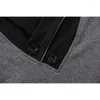 Herenpakken A3036 Slim SHORT MOEVE PATCHWORK V NEK Katoen zwart T -shirt Men Knop Tops T -stukken