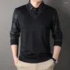 Men's T Shirts Spring And Autumn False Two Pieces Long-Sleeved T-shirt Polo Collar Top Thin Bottoming Shirt