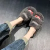 Designer shoes balencaga Furry Platform Sandal plush slippers embroidery B word couple plush slippers Furry Slide suede slippers 3LUGL