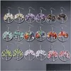 Dangle Lustre Arbre De Vie Boucles D'oreilles Puce Naturelle Pierre Gemme Opale Oeil De Tigre Rose Cristal Crochet Boucle D'oreille Femmes Bijoux Livraison Dhko3