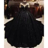 Czarna 3D Flora High Sukienki Quinceanera długie rękawy z aplikacji na ramię Kwiaty Słodka 15 ano