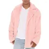 Men's Jackets Autumn Winter Pink Black Outwear Jacket Loose Style Solid Color Cardigan Plush Coat