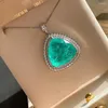 펜던트 Knriquen Vintage 24 24mm Paraiba Tourmaline Emerald Pink Quartz Gemstone 펜던트 목걸이 여성을위한 선물 선물