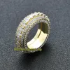 Bague rotative incrustée de diamants CZ à cinq rangées de style européen et américain éternité pleine de diamants bague pour hommes Hip Hop Hipster Rota215f