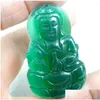 Pingente colares pingente colares natural gem pedra quartzo cristal marinho calcedônia mão-esculpida guanyin para diy jóias fazendo pescoço dhetg