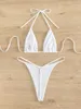 Meni -banho feminina Mulheres Triângulo Branco Mini Micro Bikinis Definir duas peças Halter Tanks Bosquini Tankini MUJER roupas