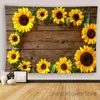 Filtar solros trägartong tapestry trädgårdsverktyg och blommor dekoration hem hink pumpa sovrum väggkonst hängande matta
