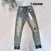 Jeans roxo Designer Mens Jeans Womens Denim Pant Angustiado Rasgado Biker Jean Slim Fit Motocicleta Homens Roupas Tamanho 29-40