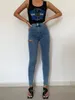 Damen-Jeans, modisch, sexy, zerrissen, hohe Taille, elastisch, schmale Passform, dünne Slim-Fit-Hose, abgeschnittene Bleistifthose