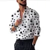 Casual overhemden voor heren Polka Dot Print Shirt met lange mouwen Wave Point Veelzijdige Tide met lange mouwen